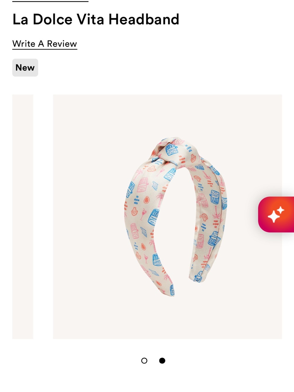 Pink 'La Dolce Vita' Sardines Printed Satin Headband